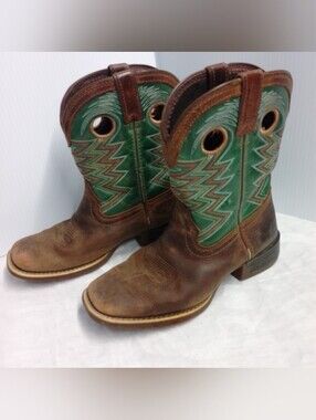 Durango Tan and Turquoise Kid's Western Boots